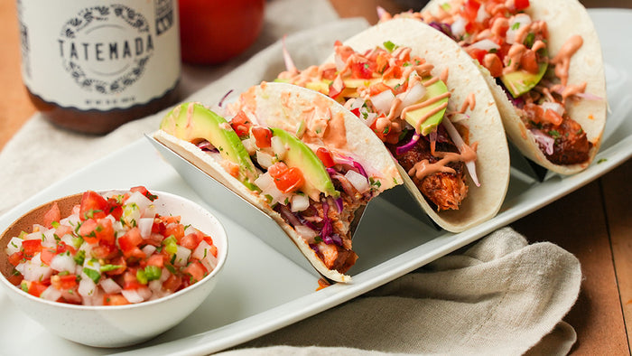 Guajillo Mahi Mahi fish Tacos  with pico de gallo